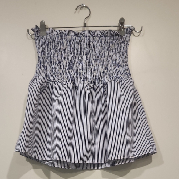 Blue and White Striped Smocked Top Women's - Picture 1 of 3